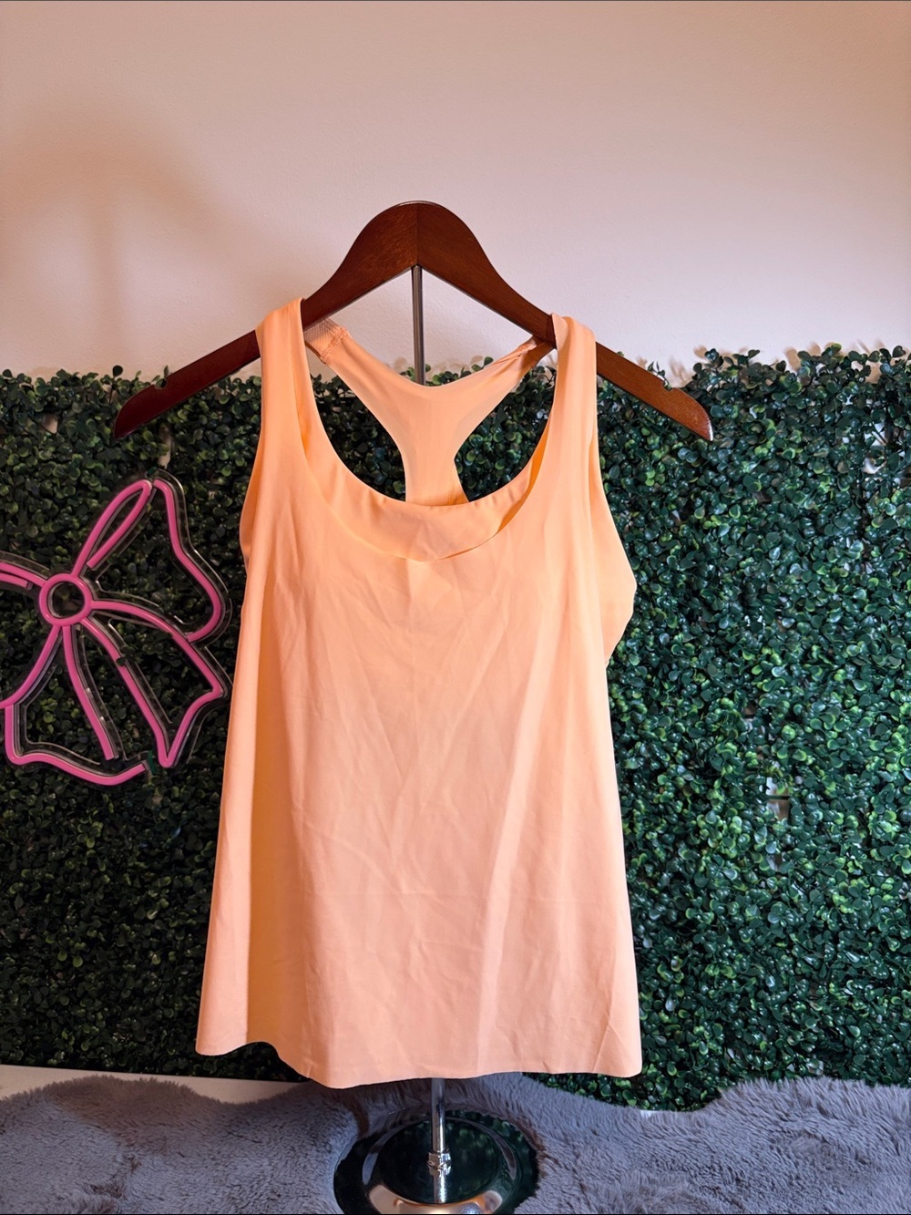 Athleta Light Peach Racerback Tank Top with Sports Bra Size Small